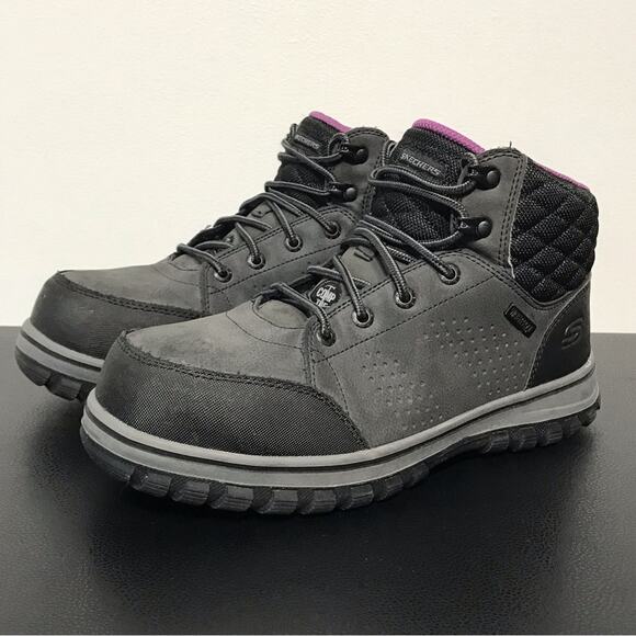 Skechers Womens McColl Composite Toe Waterproof Work Boots Gray Black Purple 8 - Picture 6 of 16